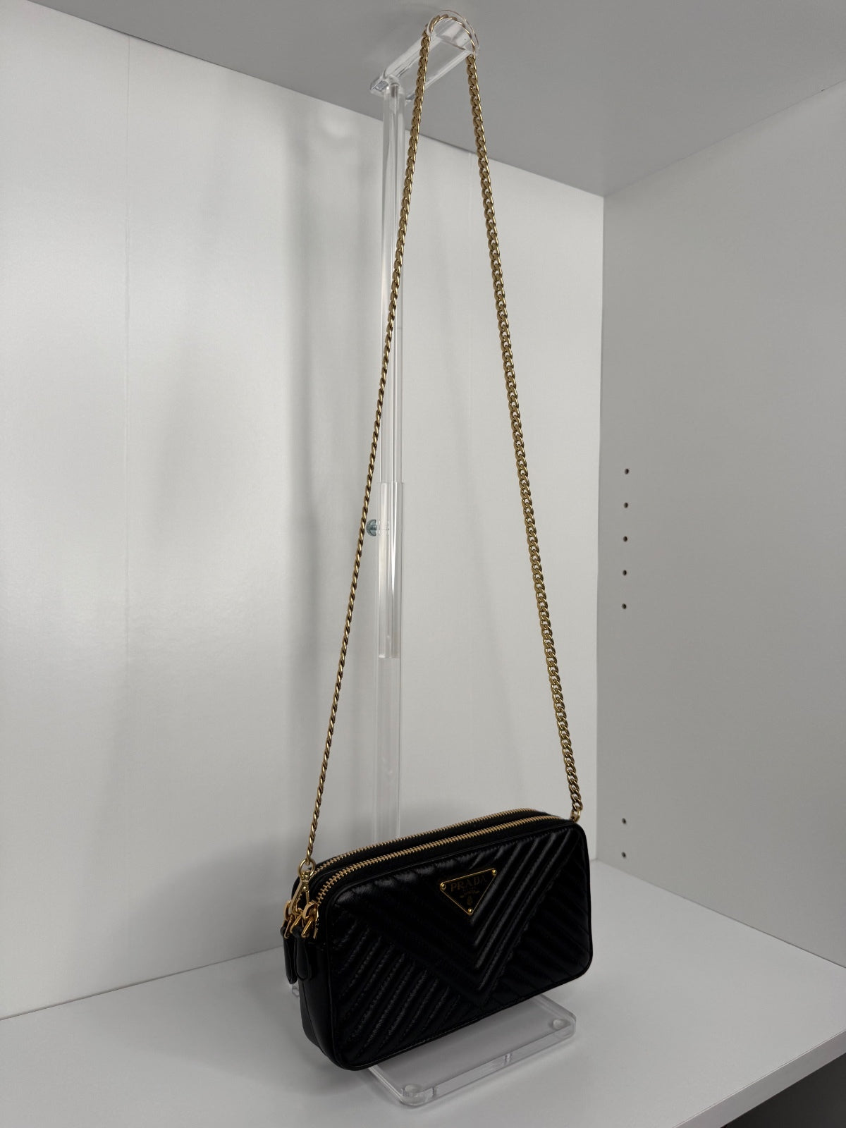 Prada Diagramme Double Zip Chain Clutch