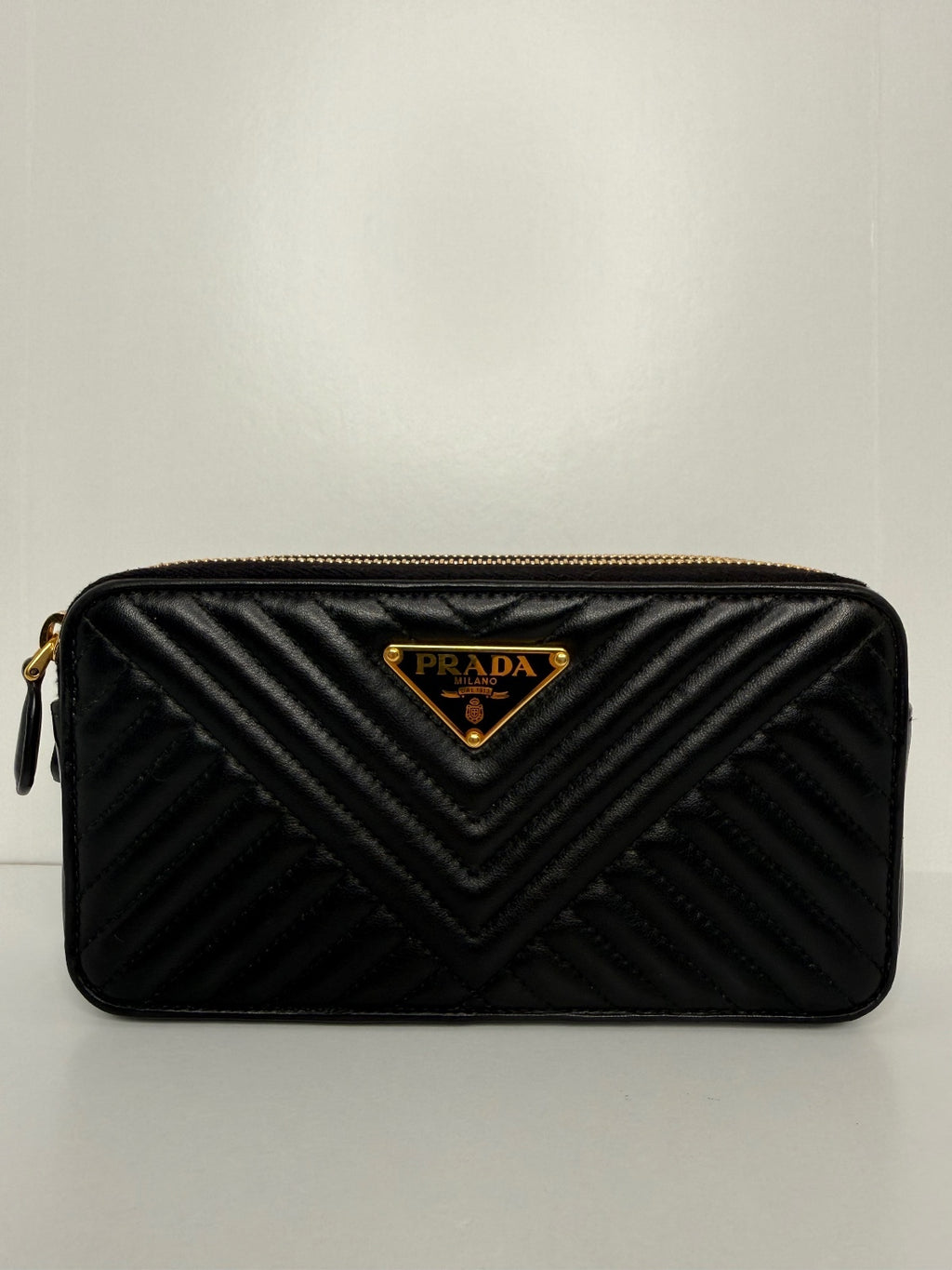 Prada Diagramme Double Zip Chain Clutch