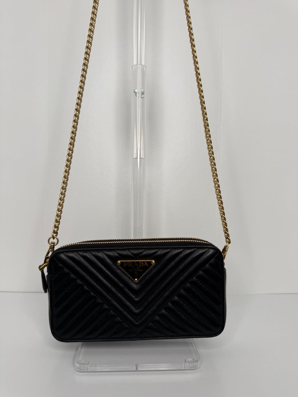 Prada Diagramme Double Zip Chain Clutch