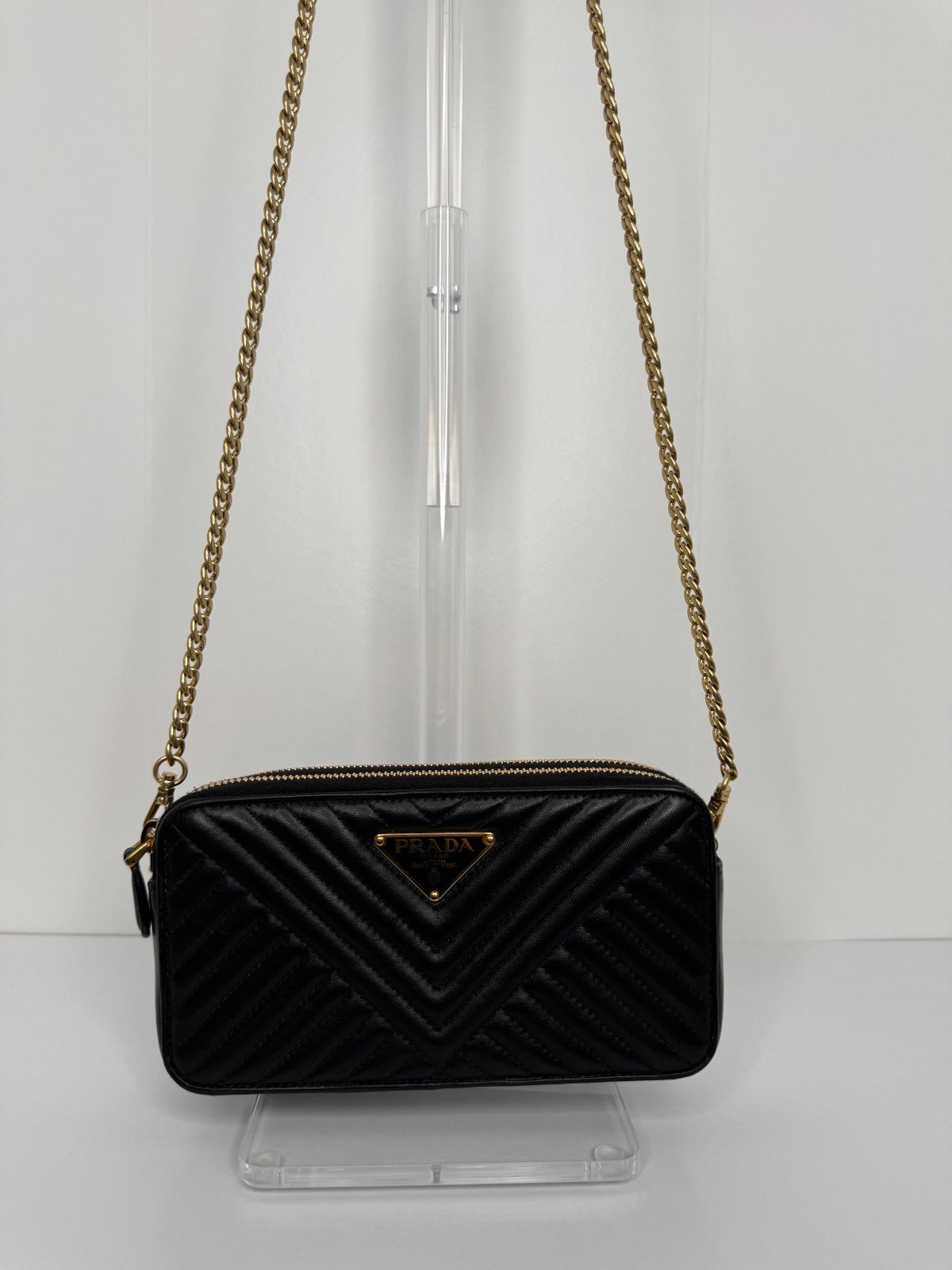 Prada Diagramme Double Zip Chain Clutch